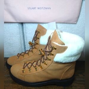 NWT Stuart Weitzman Tan Winter Rain Boots with High-Top Support